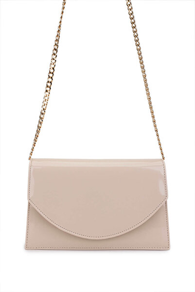 Tamer Tanca Women's Faux Leather Beige Patent Leather Handbag