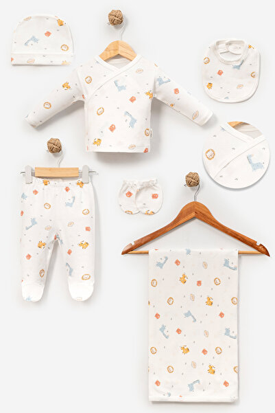 Bebitof Giraffe Patterned 6-Piece Newborn Hospital Discharge Bodysuit Set