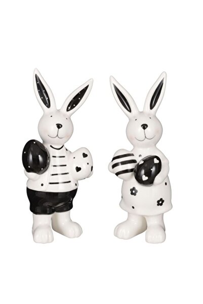 DecoDepot Rabbit figure, black/white, 13x8.5x29.5 cm