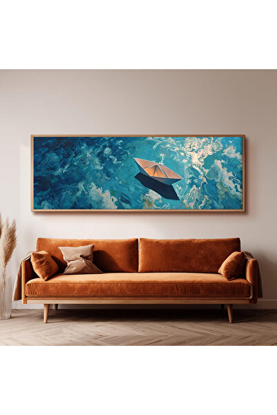 Dekorsiahome Ahşap Çerçeveli Panoramik Oturma Odası Salon Tablosu UZ0241
