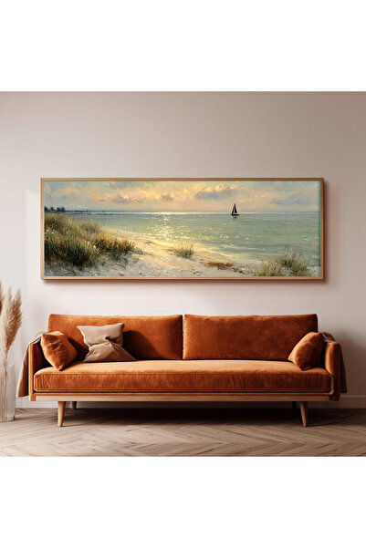 Dekorsiahome Ahşap Çerçeveli Panoramik Oturma Odası Salon Tablosu UZ0263