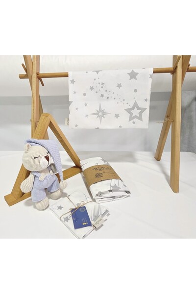tiny plans ملاية أطفال مرنة - طقم غطاء وسادة مقاس 40x80 سم