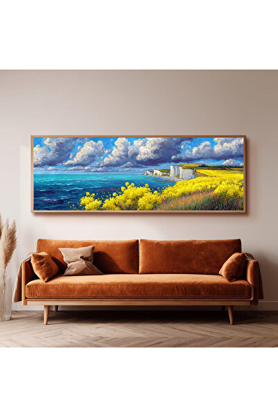 Dekorsiahome Ahşap Çerçeveli Panoramik Oturma Odası Salon Tablosu UZ0222