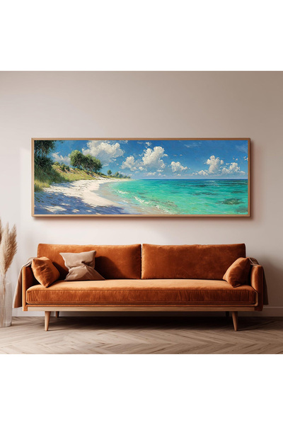 Dekorsiahome Ahşap Çerçeveli Panoramik Oturma Odası Salon Tablosu UZ0306