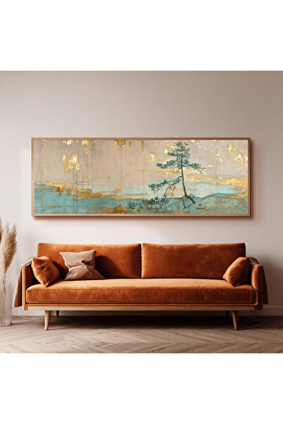 Dekorsiahome Ahşap Çerçeveli Panoramik Oturma Odası Salon Tablosu UZ0301