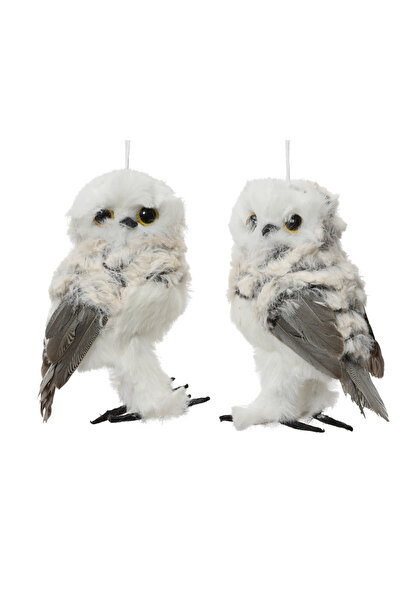 DecoDepot Figurina bufnita, textil, cu agatatoare, 9x7x13 cm