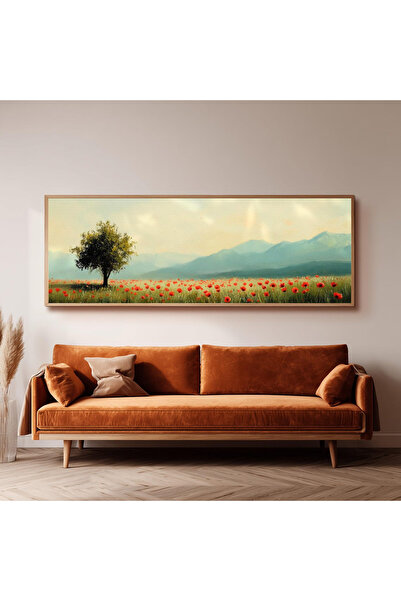 Dekorsiahome Ahşap Çerçeveli Panoramik Oturma Odası Salon Tablosu UZ0214