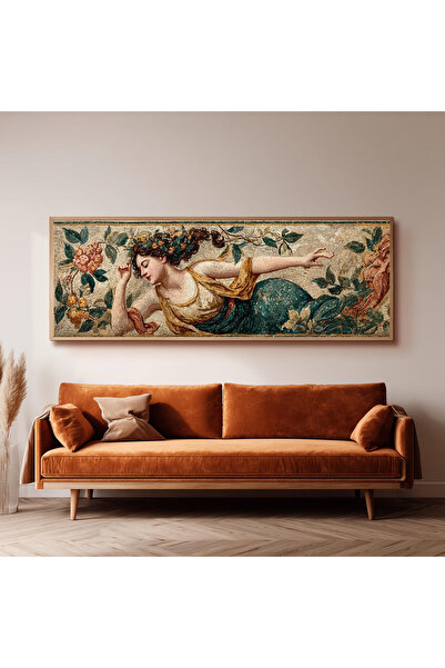 Dekorsiahome Ahşap Çerçeveli Panoramik Oturma Odası Salon Tablosu UZ0332