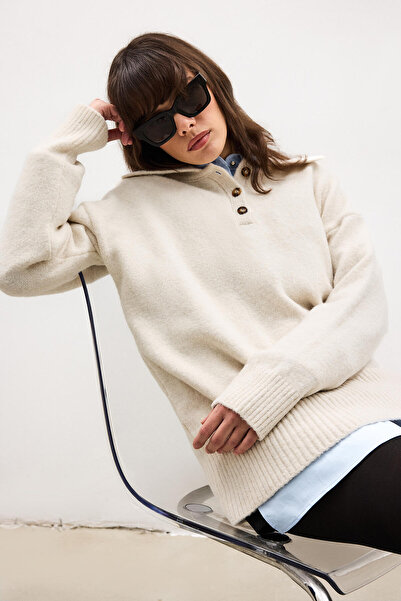 Touché Privé Polo Collar Buttoned Knitwear Sweater