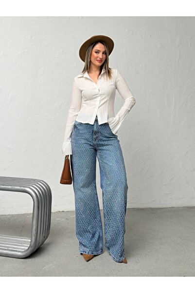 BRGCLOTHING Stone Washed Palazzo Jeans