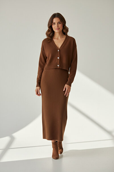 Moda Kayacan HIRKALI TRİKO KADIN ELBİSE İKİLİ TAKIM