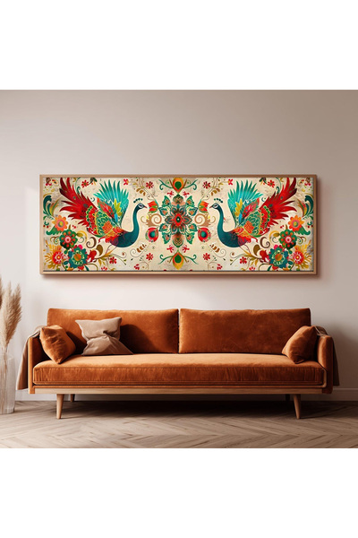 Dekorsiahome Ahşap Çerçeveli Panoramik Oturma Odası Salon Tablosu UZ0235