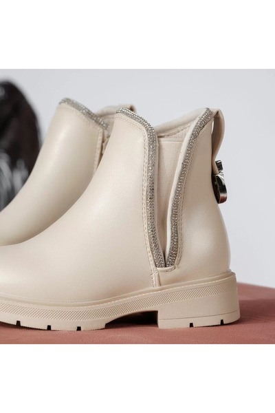 Zaira Girls' beige boots made of eco- Leather Cindy #20257 - 34