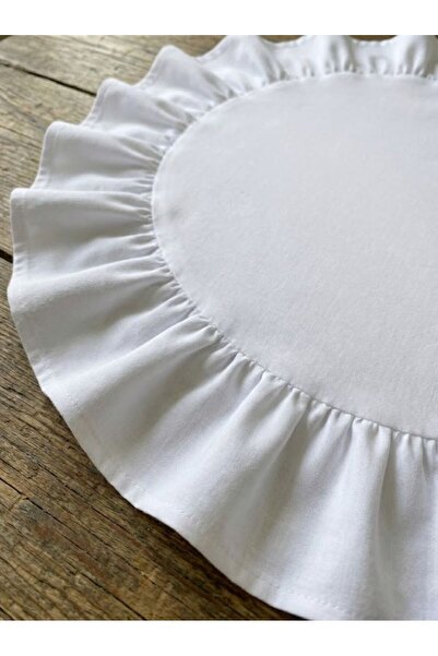 Lilza Home Fırfırlı %100 Pamuk Yuvarlak Amerikan Servisi&Supla 2’li Set 40 CM