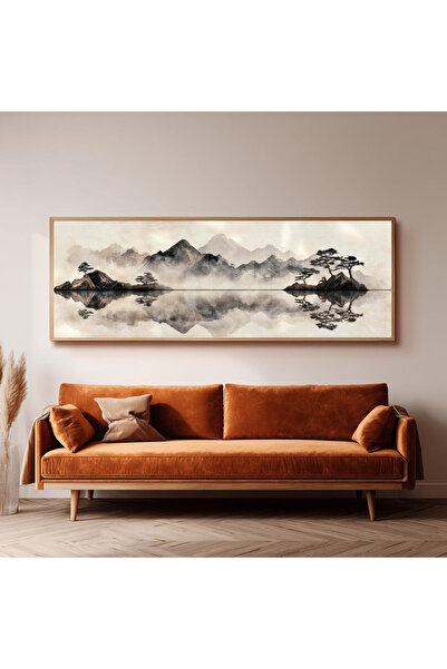Dekorsiahome Ahşap Çerçeveli Panoramik Oturma Odası Salon Tablosu UZ0230