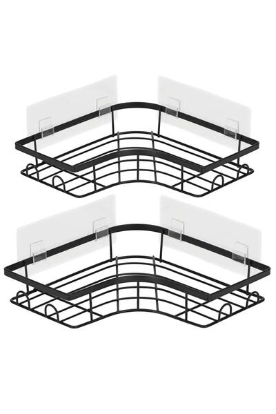 SERSIMO Set of 2 corner shower shelves, metal with self-adhesive mounting, st...