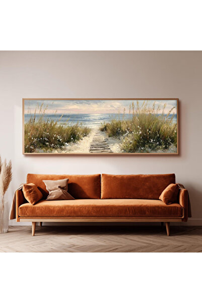 Dekorsiahome Ahşap Çerçeveli Panoramik Oturma Odası Salon Tablosu UZ0248