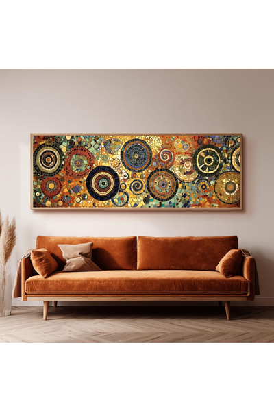 Dekorsiahome Ahşap Çerçeveli Panoramik Oturma Odası Salon Tablosu UZ0342