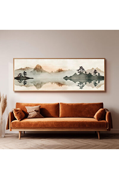 Dekorsiahome Ahşap Çerçeveli Panoramik Oturma Odası Salon Tablosu UZ0291