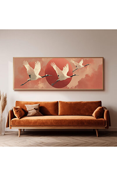 Dekorsiahome Ahşap Çerçeveli Panoramik Oturma Odası Salon Tablosu UZ0279