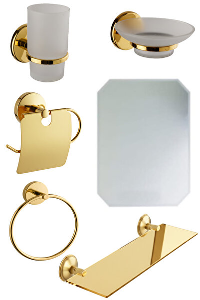 tesitay Kiraz 5 Li Ayna Seti Gold Renk