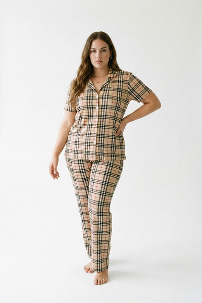 şuranur Milan Fabric Short Sleeve Button Pajama Set