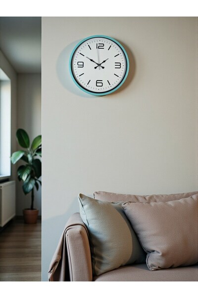 Leyaton 36 cm Turquoise Decorative Wall Clock Lwlhm-Ytrs345