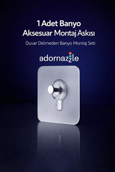 adornazzle 1 Adet Banyo Aksesuar Montaj Askısı, Şeffaf Yapışkanlı Askı Seti, ...