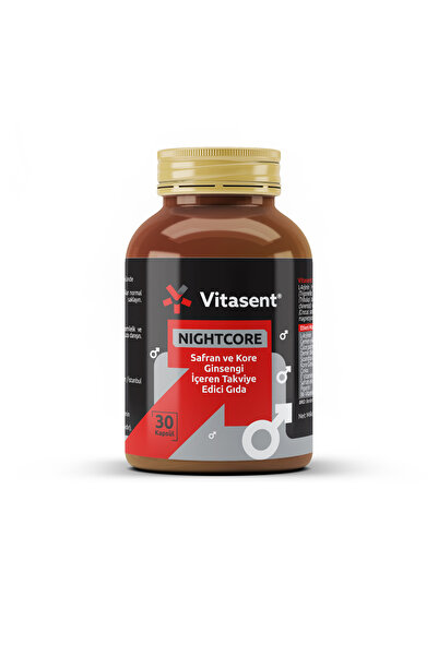 VİTASENT Nightcore Men's Supplement 30 Capsules – Saffron, Korean Ginseng, L-...