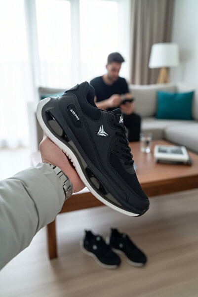 enoch Enoch Erkek Siyah Jel Tabanlı Bağcıklı Beyaz Tabanlı Büyük Numara Spor ...