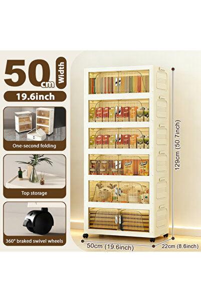 Vitakit خزانة تخزين قابلة للطي ببابين، خزانة تخزين منزلية متعددة المستويات بع...