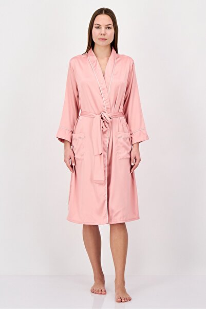 Nine West روب نوم نسائي سادة بأكمام طويلة، وردة العروس