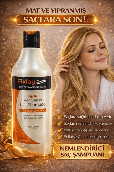 Fixlay شامبو بروتين نانو كيراتين للعناية بالشعر خالي من الأملاح 500 مل