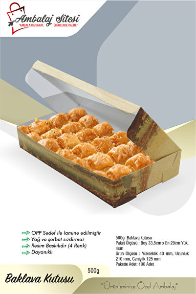 ecenplast İstanbul Baskılı Baklava Kutusu (500gr – 100 Adet)