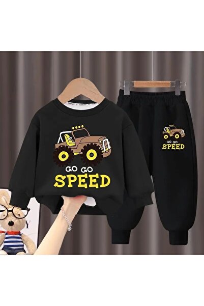 SVART WEAR Go Go Speed Printed Crew Neck Combination Top and Bottom Tracksuit...