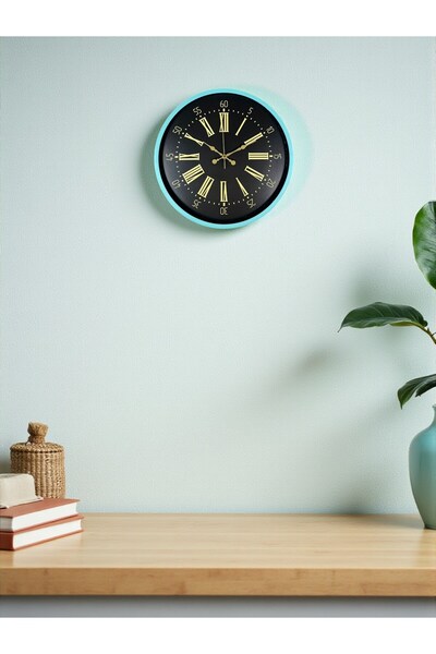 Leyaton 36 cm Turquoise Decorative Wall Clock Lwlhm-Ytrs345