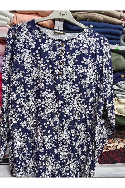Butik Viskon kumaş çiçekli rahat kalıp bluz