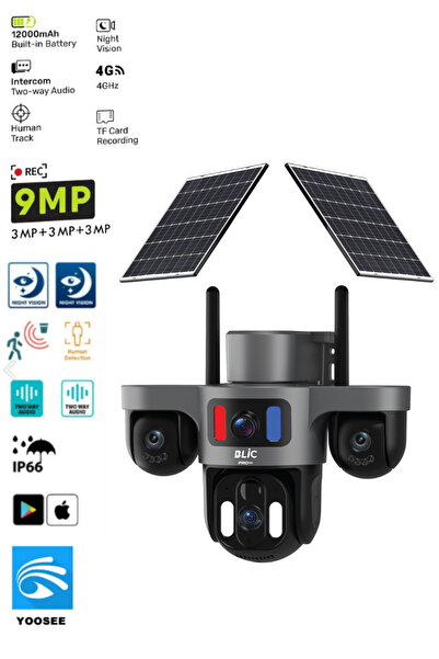 Sarftech 9MP Çift Solar Panel 7.5Wx2 3 Senkron Lens IP66 Sertifikalı Sensör T...