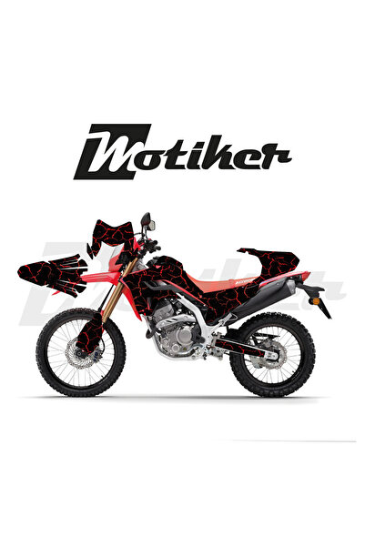Motiker Honda CRF 250L 2021-2026 Model Şimşek Tasarım Siyah Zemin Üstü Kırmız...