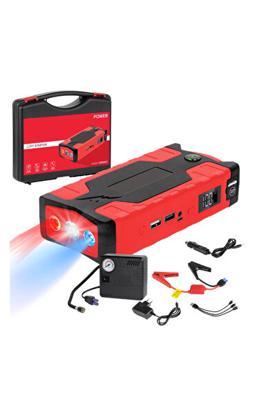 Mihai Baterie externă de pornire cu cabluri de pornire și compresor, geantă d...