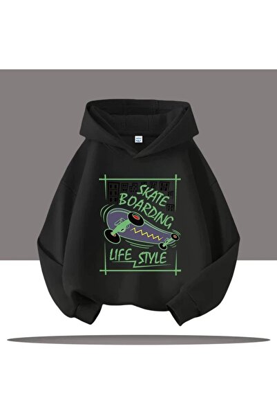 SVART WEAR Hanorac cu glugă imprimat Skate Boarding, 100% bumbac, pentru copii