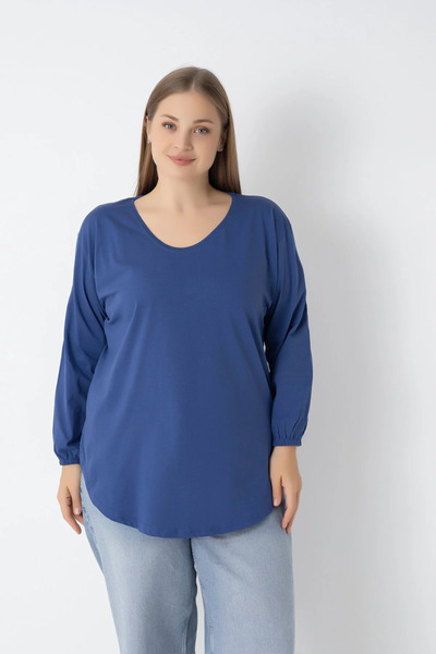 Orly More Women's Plus Size (Thin) V-Neck Slit Blouse