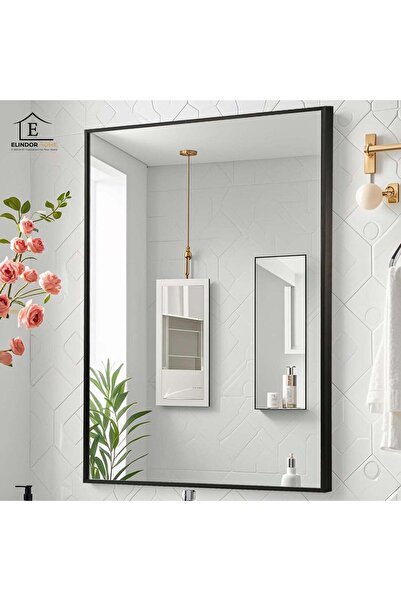 Elindor Oglindă decorativă, suspendată sau de stat, neagră, dreptunghiulară, ...
