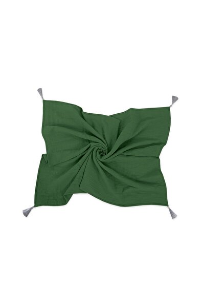 Other Muslin Baby Blanket with Tassels - Forest Green