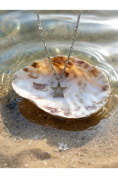 WhimsyWhite Minimal Star Steel Design Necklace (Completely Made of Steel)