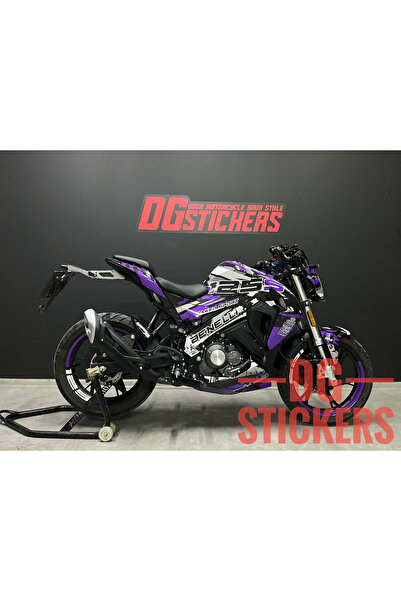 Motiker Benelli 125S Mor Siyah Sport Design Tasarımı Sticker Etiket Modeli