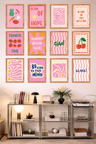 UNT 12-Frame Look Kitchen |   Modern |   Retro Wall Poster Painting Set – 15X...