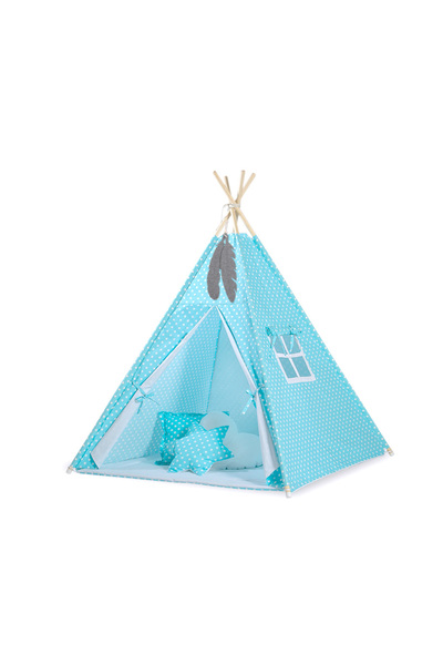 Other Cort Tipi pentru copii + Pandantive cu pene - Buline albe pe turcoaz