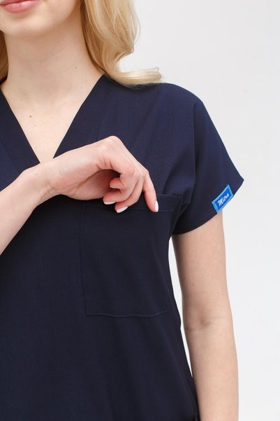 Dr. Mitra Navy Blue Stretch Fabric Nurse Doctor Uniform Unisex Surgical Set Scrubs Uniform