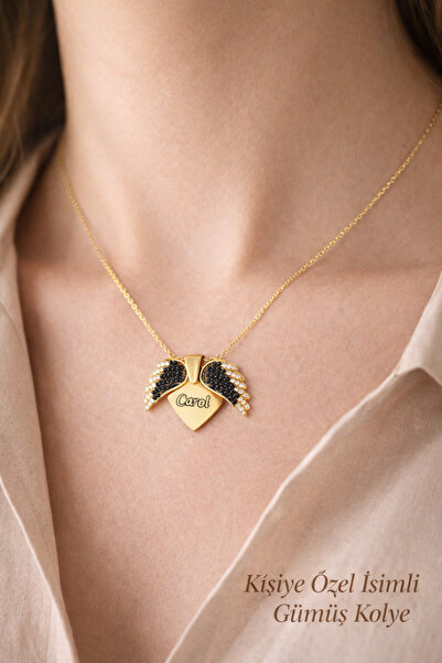 Auryne Jewelry 925 Ayar Orjinal Gümüş Kişiye Özel İsimli Melek Kanatları Koly...